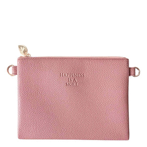 Lia Pouch Taupe "Happines Is A Skill"