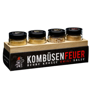 "Kombüsenfeurer" 4er Set Chilisalze